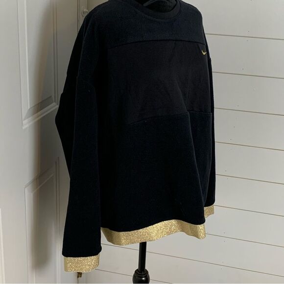 NWT Nike women’s therma Icon Clash Fleece crewneck gold sparkle size XL - Picture 9 of 15